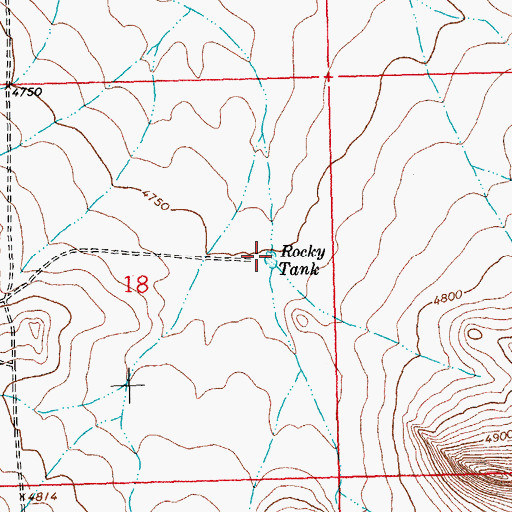 Topographic Map of Rocky Tank, NM
