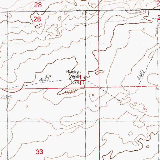 Topographic Map of Rocky Well, NM