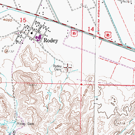 Topographic Map of Rodey Cemetery, NM