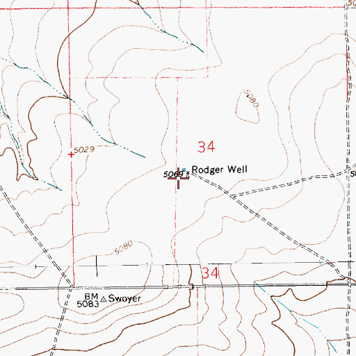 Topographic Map of Rodger Well, NM
