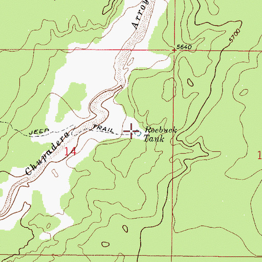 Topographic Map of Roebuck Tank, NM
