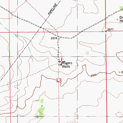 Topographic Map of Rogers Well, NM