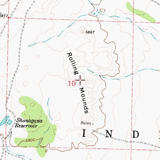 Topographic Map of Rolling Mounds, NM