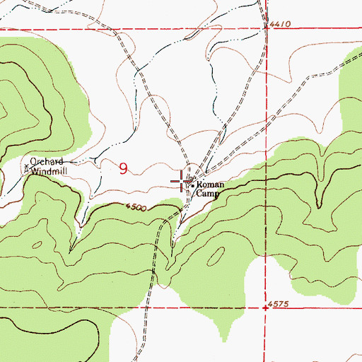 Topographic Map of Roman Camp, NM