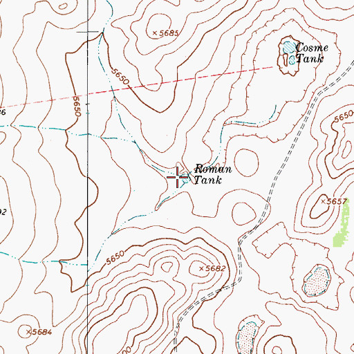 Topographic Map of Roman Tank, NM