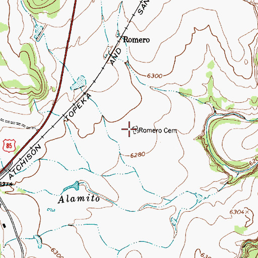 Topographic Map of Romero Cemetery, NM