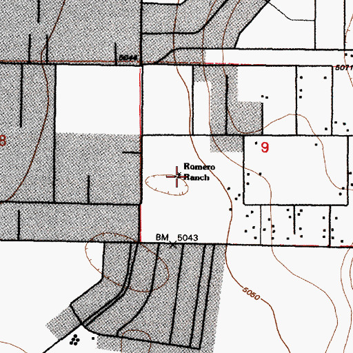 Topographic Map of Romero Ranch, NM