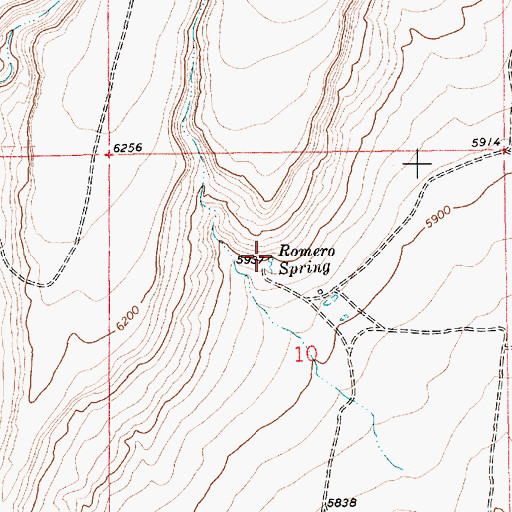 Topographic Map of Romero Spring, NM