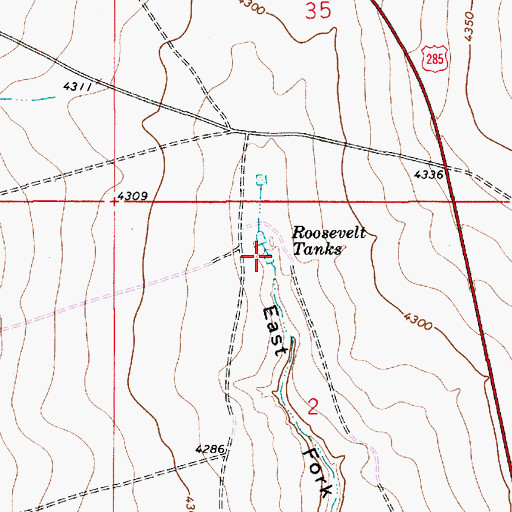 Topographic Map of Roosevelt Tanks, NM