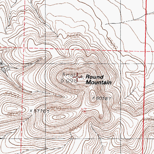 Topographic Map of Round Mountain, NM
