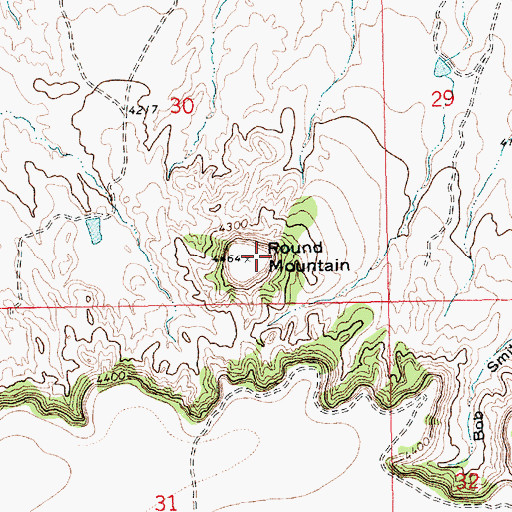 Topographic Map of Round Mountain, NM