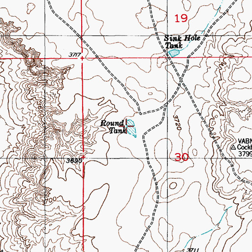 Topographic Map of Round Tank, NM