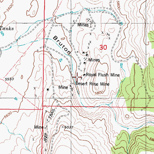 Topographic Map of Royal Flush Mine, NM