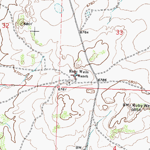Topographic Map of Ruby Wells Ranch, NM