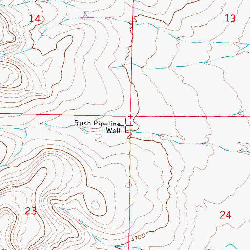 Topographic Map of Rush Pipeline Well, NM