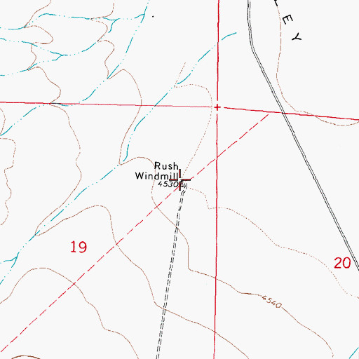Topographic Map of Rush Windmill, NM