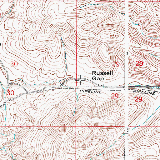 Topographic Map of Russell Gap, NM