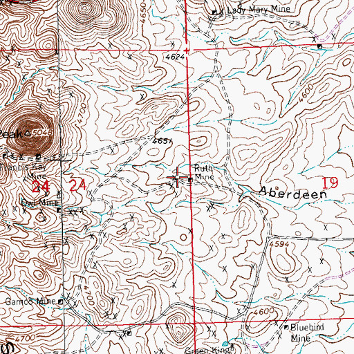 Topographic Map of Ruth Mine, NM