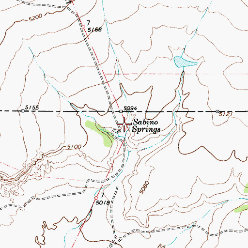 Topographic Map of Sabino Springs, NM