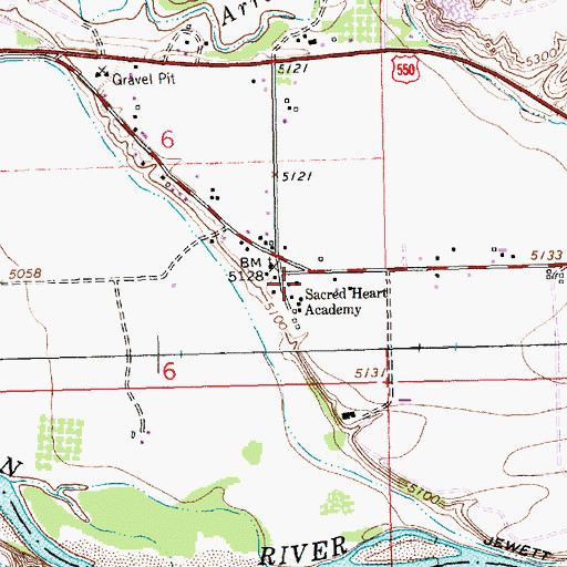 Topographic Map of Sacred Heart Academy, NM