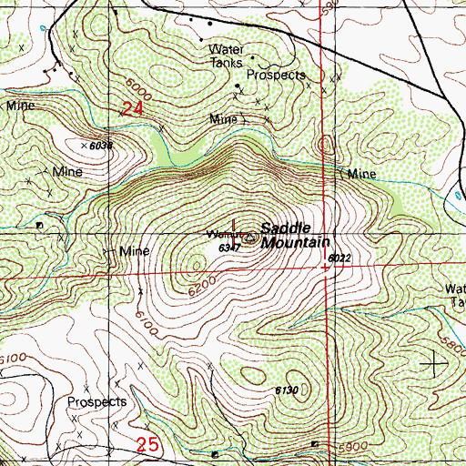 Topographic Map of Saddle Mountain, NM