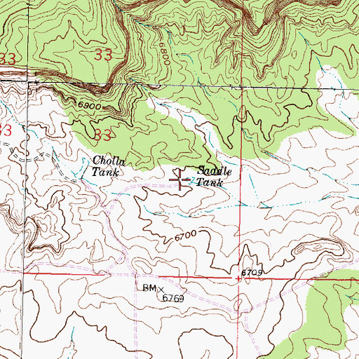 Topographic Map of Saddle Tank, NM