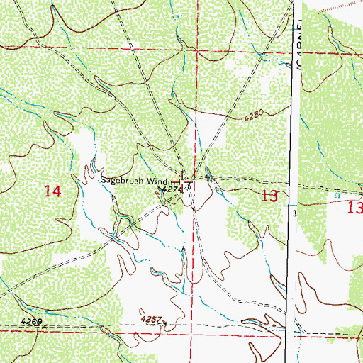 Topographic Map of Sagebrush Windmill, NM