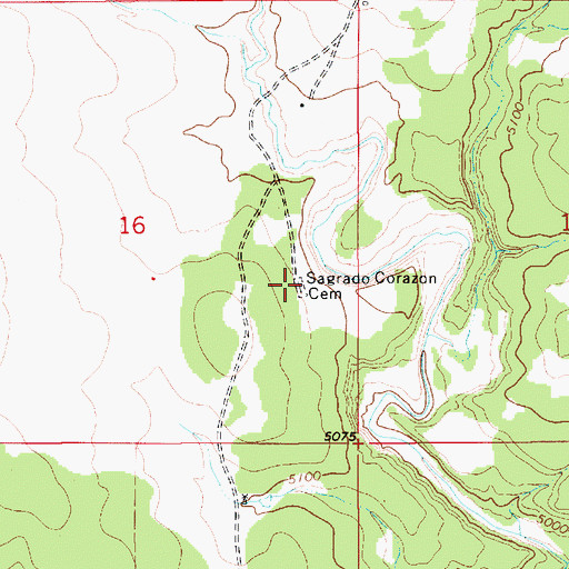 Topographic Map of Sagrado Corazon Cemetery, NM