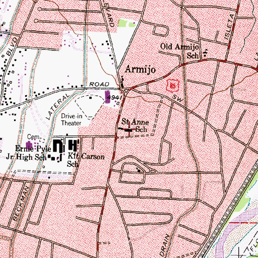 Topographic Map of Saint Anne School, NM