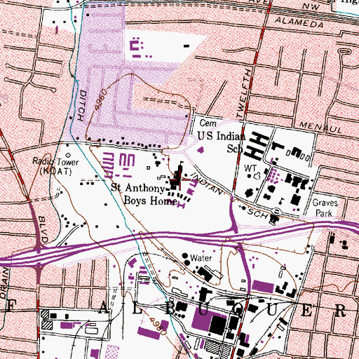 Topographic Map of Saint Anthony Boys Home (historical), NM