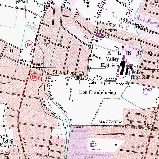 Topographic Map of Saint Anthony Church, NM