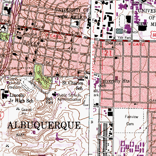 Topographic Map of Saint Charles Borromeo School, NM