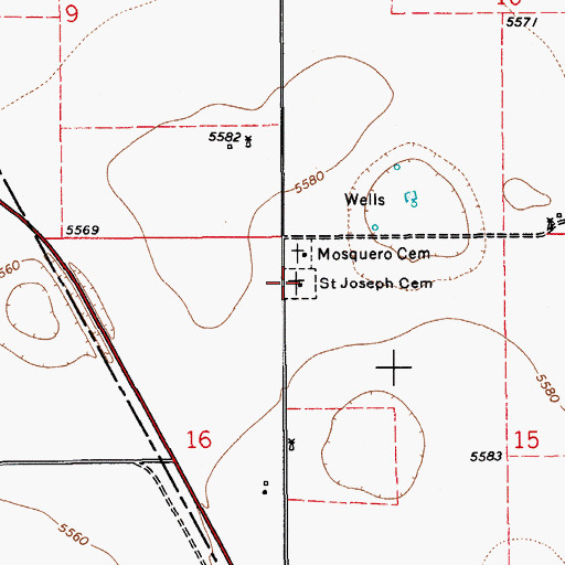 Topographic Map of Saint Joseph Cemetery, NM