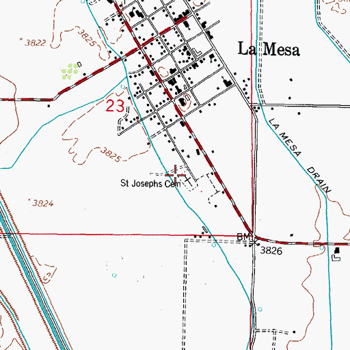 Topographic Map of Saint Josephs Cemetery, NM