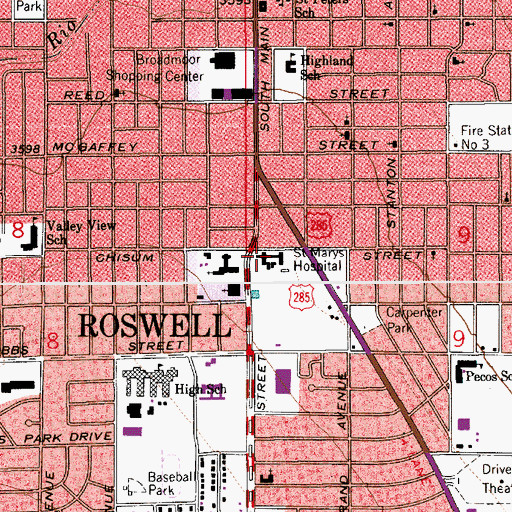 Topographic Map of Saint Marys Hospital, NM