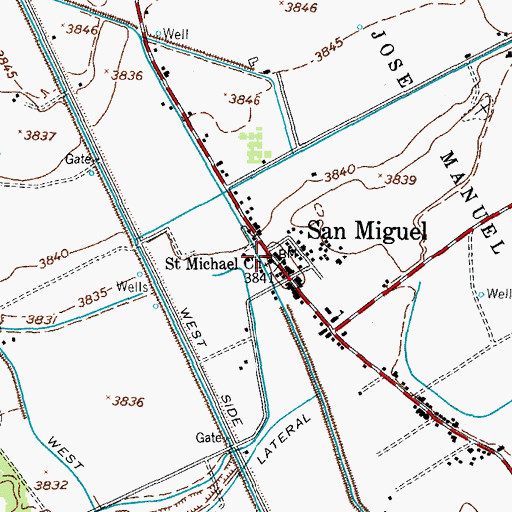 Topographic Map of Saint Michael Church, NM