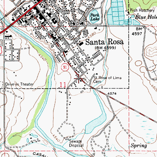 Topographic Map of Saint Rose of Lima Cemetery, NM
