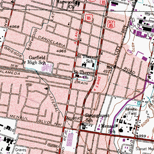 Topographic Map of Saint Therese Church, NM