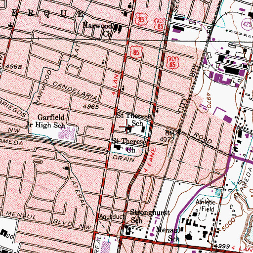 Topographic Map of Saint Therese School, NM