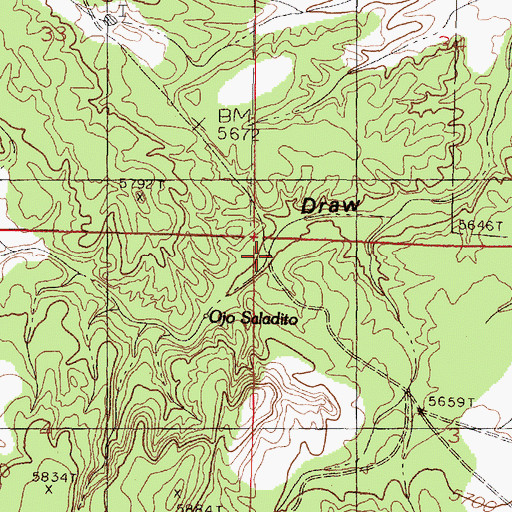 Topographic Map of Saladito Ranch, NM