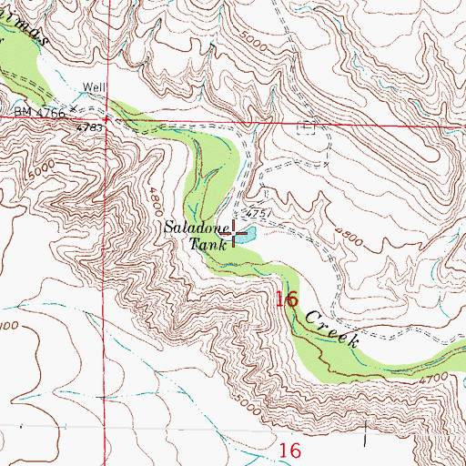 Topographic Map of Saladone Tank, NM