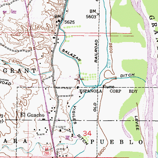 Topographic Map of Salazar Ditch, NM