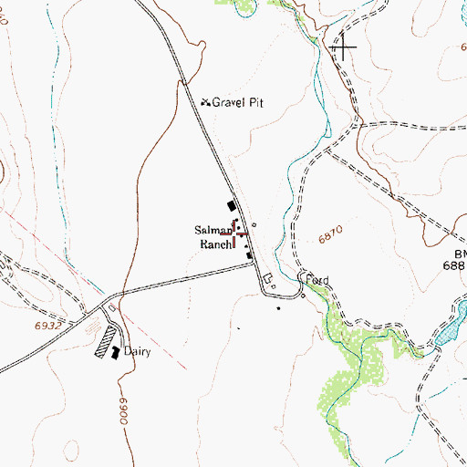 Topographic Map of Salman Ranch, NM