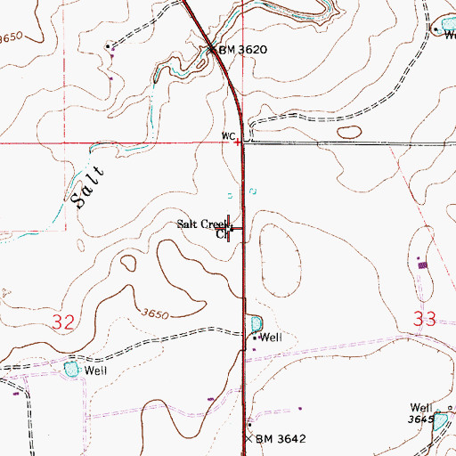 Topographic Map of Salt Creek Church, NM