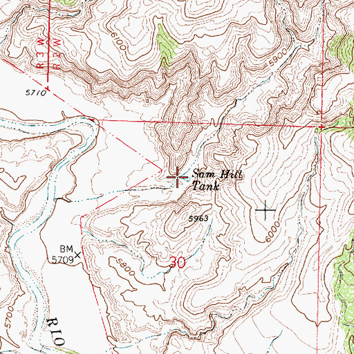 Topographic Map of Sam Hill Tank, NM