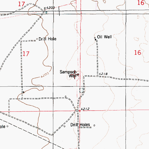 Topographic Map of Sampson Well, NM
