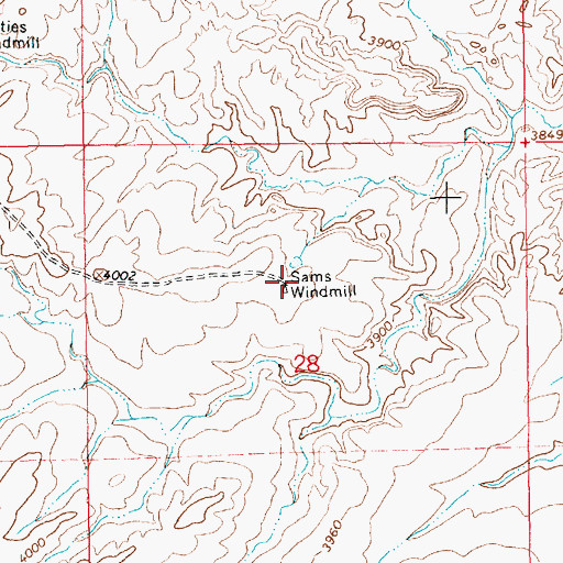 Topographic Map of Sams Windmill, NM