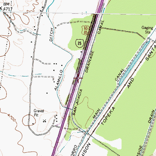 Topographic Map of San Acacia Drainage Canal, NM