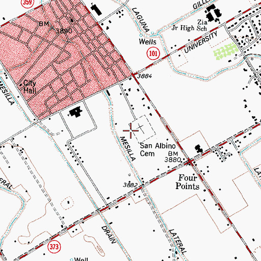 Topographic Map of San Albino Cemetery, NM