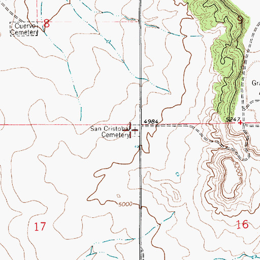 Topographic Map of San Cristobal Cemetery, NM